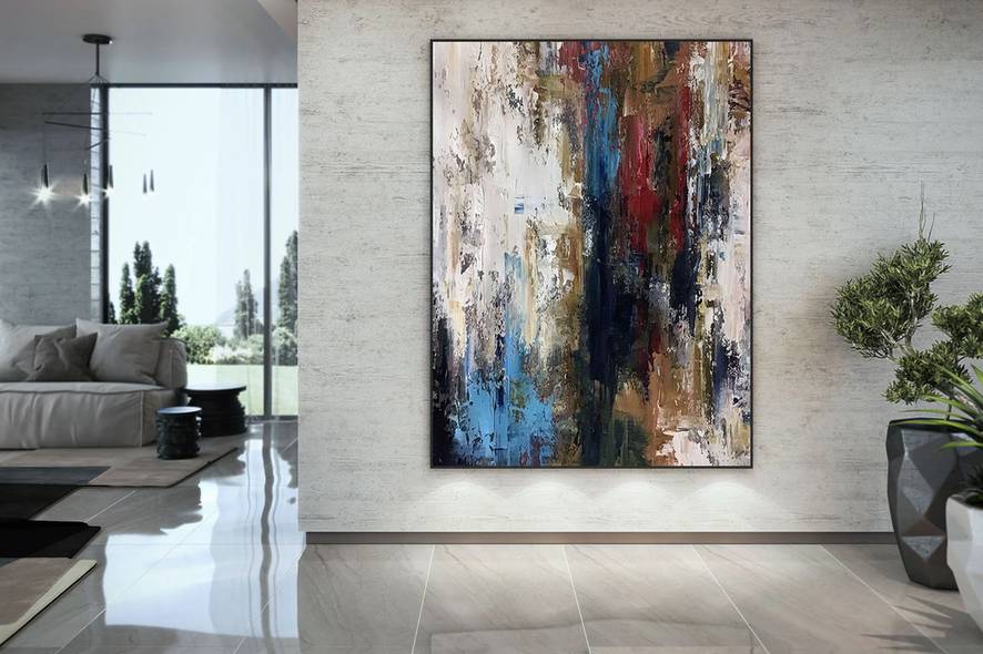 Gray Hand-painted Contemporary Abstract Canvas Artwork Q1R4B